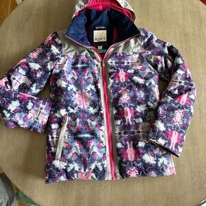 Roxy girls snowboard ski dryflight jacket navy pink purple xxl 16 EUC